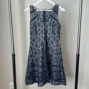 Francesca’s Navy Blue Lace Dress - size large